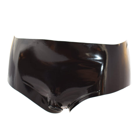 Rubberfashion Latex Slip mit Penis Ring - Latexslip für Herren und Männer - sexy Rubber Pants offen mit Penisring