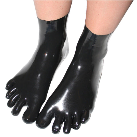 Rubberfashion Sexy Latex Zehen Socken kurz - Zehensocken knöchel lang - Latex Strümpfe für Damen und Herren