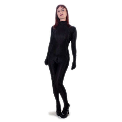 Rubberfashion Lurex Catsuit - Sexy Full Body Suit Shiny with Gloves and Crotch Zipper for Men and Women