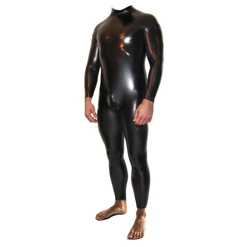 Rubberfashion Wetlook Catsuit - Ganzkörper Glanz Ganzanzug Suit - Schritt offen für Damen und Herren