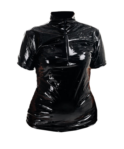 Rubberfashion Lack Hemd - Glanz Lack Kurzarm Tshirt - sexy Shirt für Damen und Herren