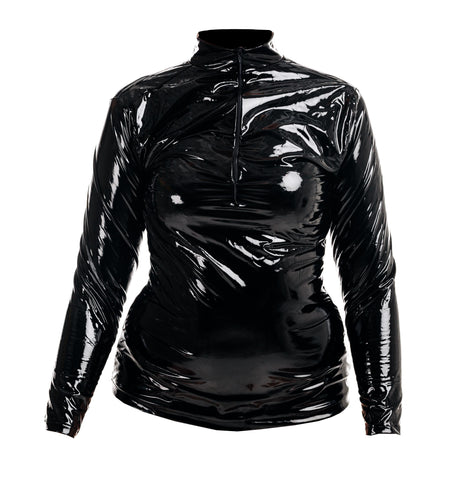 Rubberfashion Lack Hemd - Glanz Lack Langarm Shirt - sexy Shirt für Damen und Herren