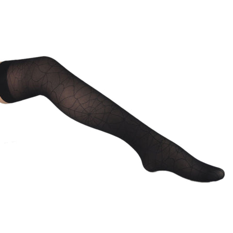 Rubberfashion Overknee Strümpfe - halterlose Strümpfe Spinnenmuster Netz lange Overknee Strümpfe sexy Stockings Halterlos Struempfe Kniestruempfe für Frauen und Damen