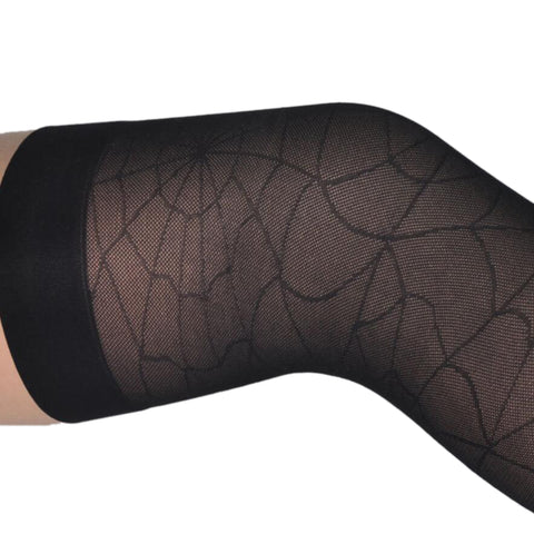 Rubberfashion Overknee Strümpfe - halterlose Strümpfe Spinnenmuster Netz lange Overknee Strümpfe sexy Stockings Halterlos Struempfe Kniestruempfe für Frauen und Damen