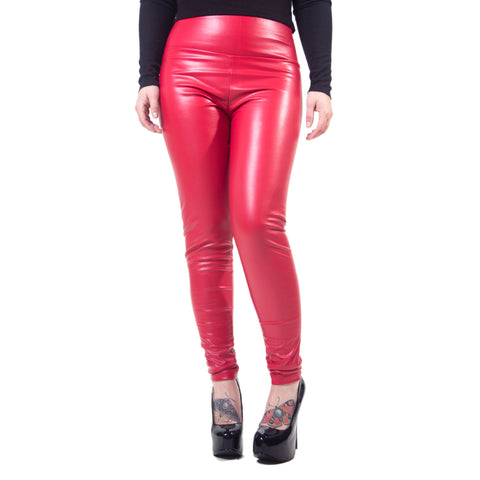 Rubberfashion Kunstleder Leggings Damen - Sexy High waist Lederoptik - Leder Optik Hose Leggins für Damen - Frauen