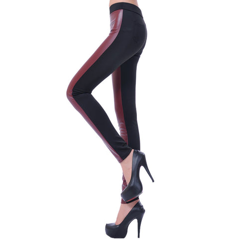 Rubberfashion Faux Leather Leggings Women - Shiny Leather Look - Sexy High Waist Leggings Women, Women